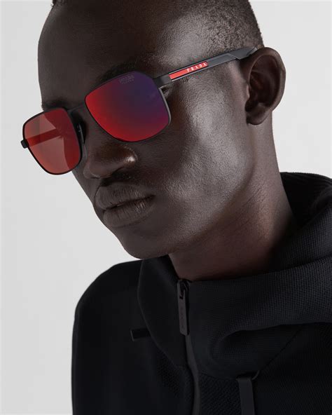 red stripe prada|Red Iridescent Lenses Prada Linea Rossa Sunglasses .